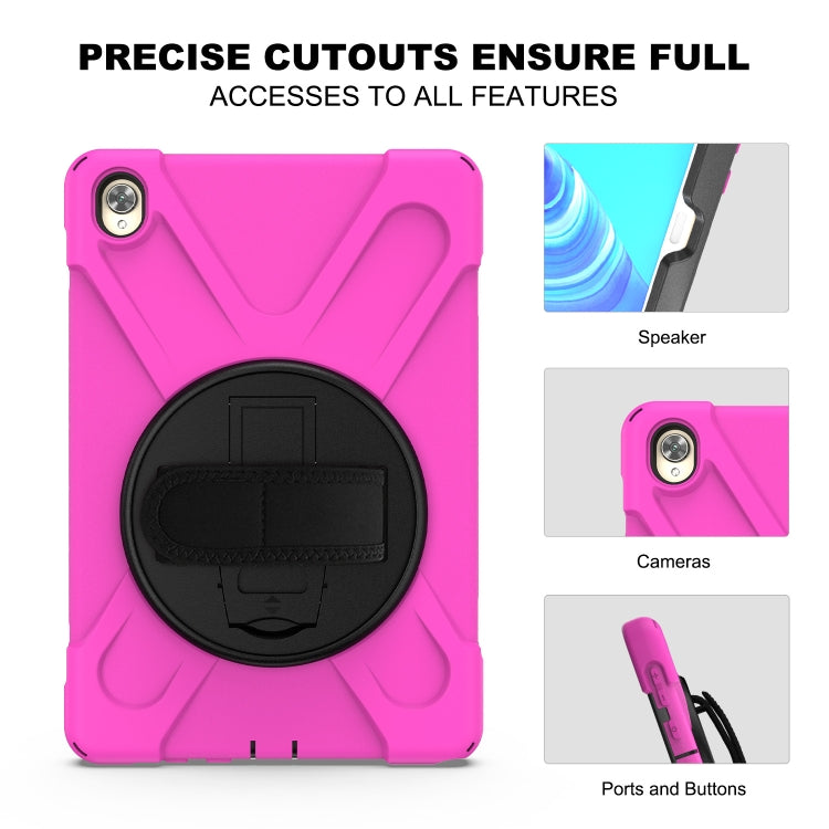 For Huawei MediaPad M6 10.8 Shockproof Colorful Silicone + PC Protective Case with Holder & Hand Grip Strap(Rose Red) - Huawei by buy2fix | Online Shopping UK | buy2fix