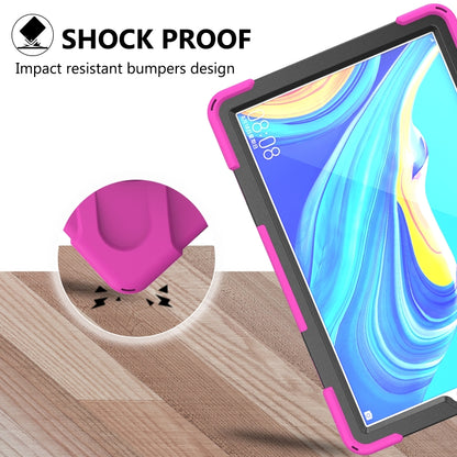 For Huawei MediaPad M6 10.8 Shockproof Colorful Silicone + PC Protective Case with Holder & Hand Grip Strap(Rose Red) - Huawei by buy2fix | Online Shopping UK | buy2fix