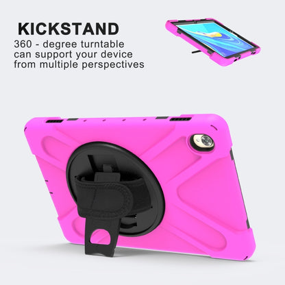 For Huawei MediaPad M6 10.8 Shockproof Colorful Silicone + PC Protective Case with Holder & Hand Grip Strap(Rose Red) - Huawei by buy2fix | Online Shopping UK | buy2fix