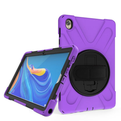 For Huawei MediaPad M6 10.8 Shockproof Colorful Silicone + PC Protective Case with Holder & Hand Grip Strap(Purple) - Huawei by buy2fix | Online Shopping UK | buy2fix