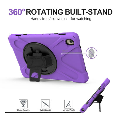 For Huawei MediaPad M6 10.8 Shockproof Colorful Silicone + PC Protective Case with Holder & Hand Grip Strap(Purple) - Huawei by buy2fix | Online Shopping UK | buy2fix
