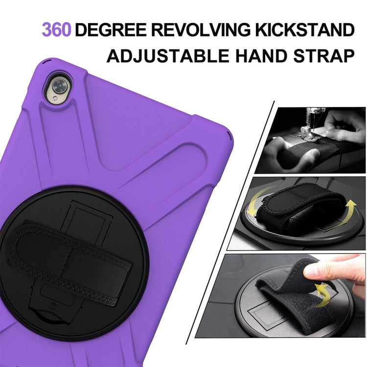 For Huawei MediaPad M6 10.8 Shockproof Colorful Silicone + PC Protective Case with Holder & Hand Grip Strap(Purple) - Huawei by buy2fix | Online Shopping UK | buy2fix