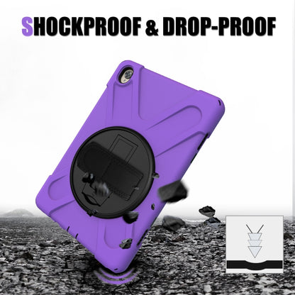 For Huawei MediaPad M6 10.8 Shockproof Colorful Silicone + PC Protective Case with Holder & Hand Grip Strap(Purple) - Huawei by buy2fix | Online Shopping UK | buy2fix