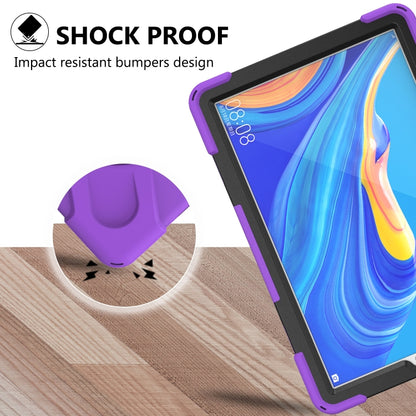 For Huawei MediaPad M6 10.8 Shockproof Colorful Silicone + PC Protective Case with Holder & Hand Grip Strap(Purple) - Huawei by buy2fix | Online Shopping UK | buy2fix