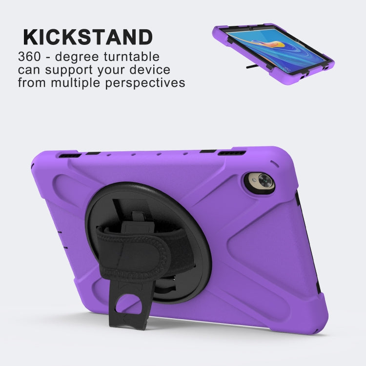 For Huawei MediaPad M6 10.8 Shockproof Colorful Silicone + PC Protective Case with Holder & Hand Grip Strap(Purple) - Huawei by buy2fix | Online Shopping UK | buy2fix
