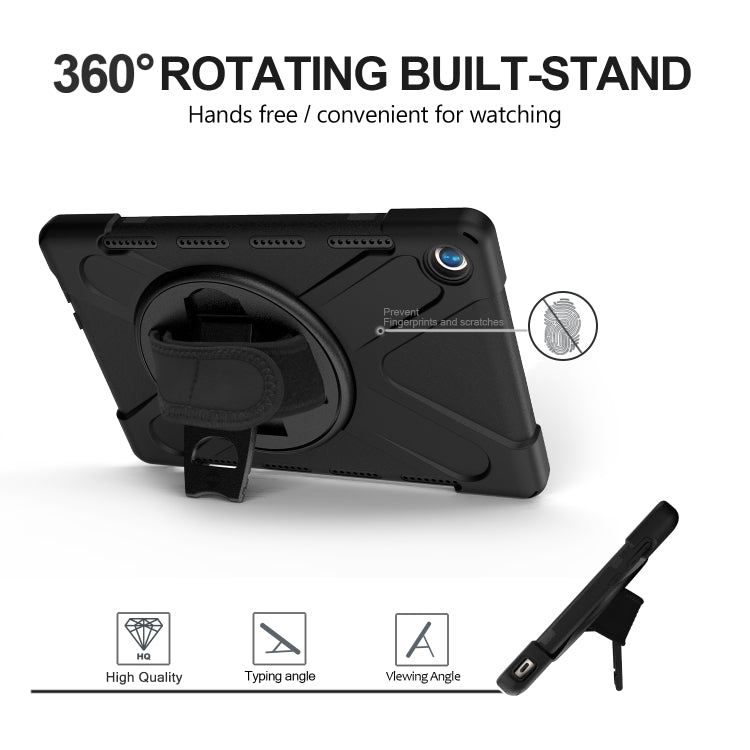 For Huawei MediaPad M5 10.8 Shockproof Colorful Silicone + PC Protective Case with Holder & Hand Grip Strap(Black) - Huawei by buy2fix | Online Shopping UK | buy2fix