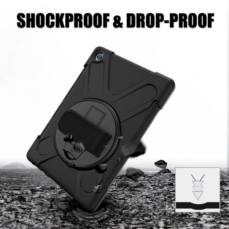 For Huawei MediaPad M5 10.8 Shockproof Colorful Silicone + PC Protective Case with Holder & Hand Grip Strap(Black) - Huawei by buy2fix | Online Shopping UK | buy2fix