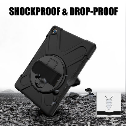 For Huawei MediaPad M5 10.8 Shockproof Colorful Silicone + PC Protective Case with Holder & Hand Grip Strap(Black) - Huawei by buy2fix | Online Shopping UK | buy2fix