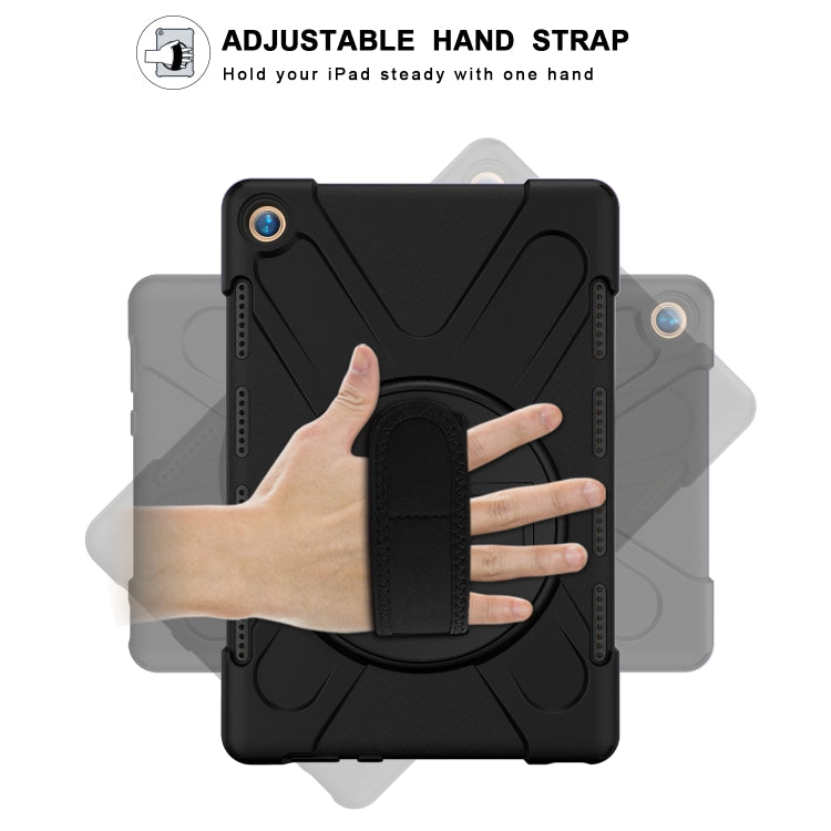 For Huawei MediaPad M5 10.8 Shockproof Colorful Silicone + PC Protective Case with Holder & Hand Grip Strap(Black) - Huawei by buy2fix | Online Shopping UK | buy2fix