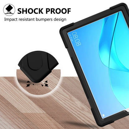 For Huawei MediaPad M5 10.8 Shockproof Colorful Silicone + PC Protective Case with Holder & Hand Grip Strap(Black) - Huawei by buy2fix | Online Shopping UK | buy2fix