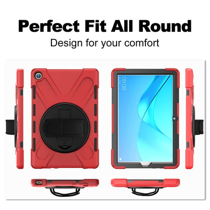 For Huawei MediaPad M5 10.8 Shockproof Colorful Silicone + PC Protective Case with Holder & Hand Grip Strap(Red) - Huawei by buy2fix | Online Shopping UK | buy2fix