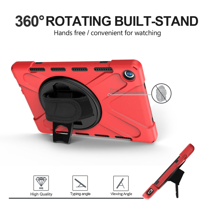 For Huawei MediaPad M5 10.8 Shockproof Colorful Silicone + PC Protective Case with Holder & Hand Grip Strap(Red) - Huawei by buy2fix | Online Shopping UK | buy2fix
