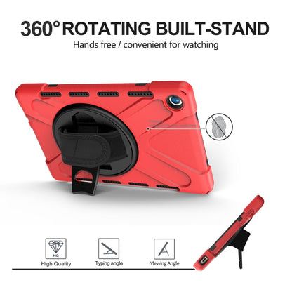 For Huawei MediaPad M5 10.8 Shockproof Colorful Silicone + PC Protective Case with Holder & Hand Grip Strap(Red) - Huawei by buy2fix | Online Shopping UK | buy2fix