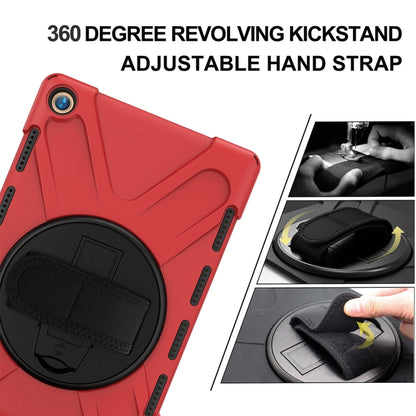 For Huawei MediaPad M5 10.8 Shockproof Colorful Silicone + PC Protective Case with Holder & Hand Grip Strap(Red) - Huawei by buy2fix | Online Shopping UK | buy2fix