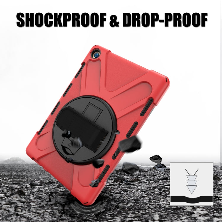 For Huawei MediaPad M5 10.8 Shockproof Colorful Silicone + PC Protective Case with Holder & Hand Grip Strap(Red) - Huawei by buy2fix | Online Shopping UK | buy2fix