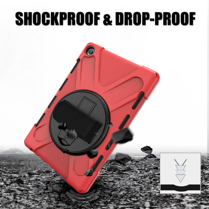 For Huawei MediaPad M5 10.8 Shockproof Colorful Silicone + PC Protective Case with Holder & Hand Grip Strap(Red) - Huawei by buy2fix | Online Shopping UK | buy2fix