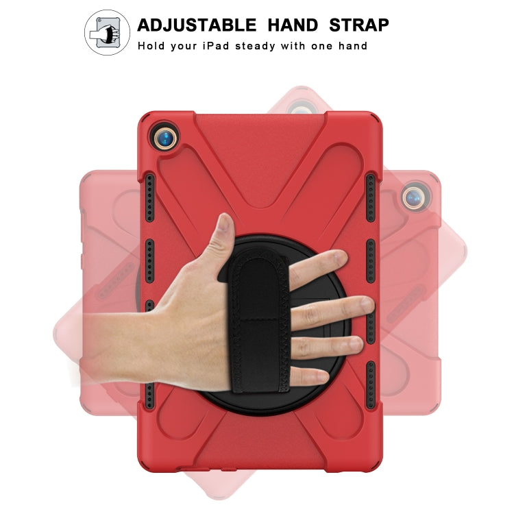 For Huawei MediaPad M5 10.8 Shockproof Colorful Silicone + PC Protective Case with Holder & Hand Grip Strap(Red) - Huawei by buy2fix | Online Shopping UK | buy2fix