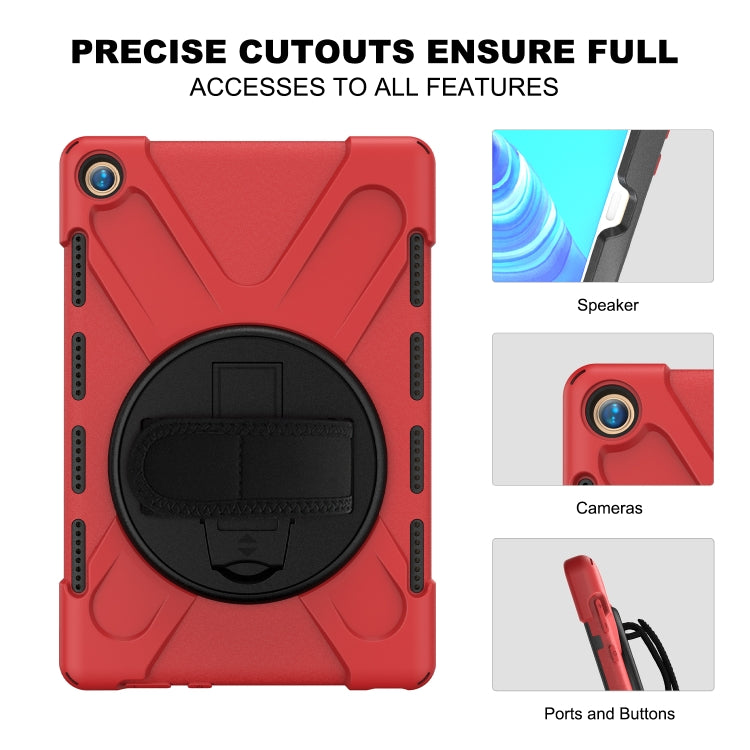 For Huawei MediaPad M5 10.8 Shockproof Colorful Silicone + PC Protective Case with Holder & Hand Grip Strap(Red) - Huawei by buy2fix | Online Shopping UK | buy2fix