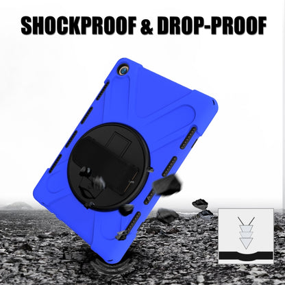For Huawei MediaPad M5 10.8 Shockproof Colorful Silicone + PC Protective Case with Holder & Hand Grip Strap(Blue) - Huawei by buy2fix | Online Shopping UK | buy2fix