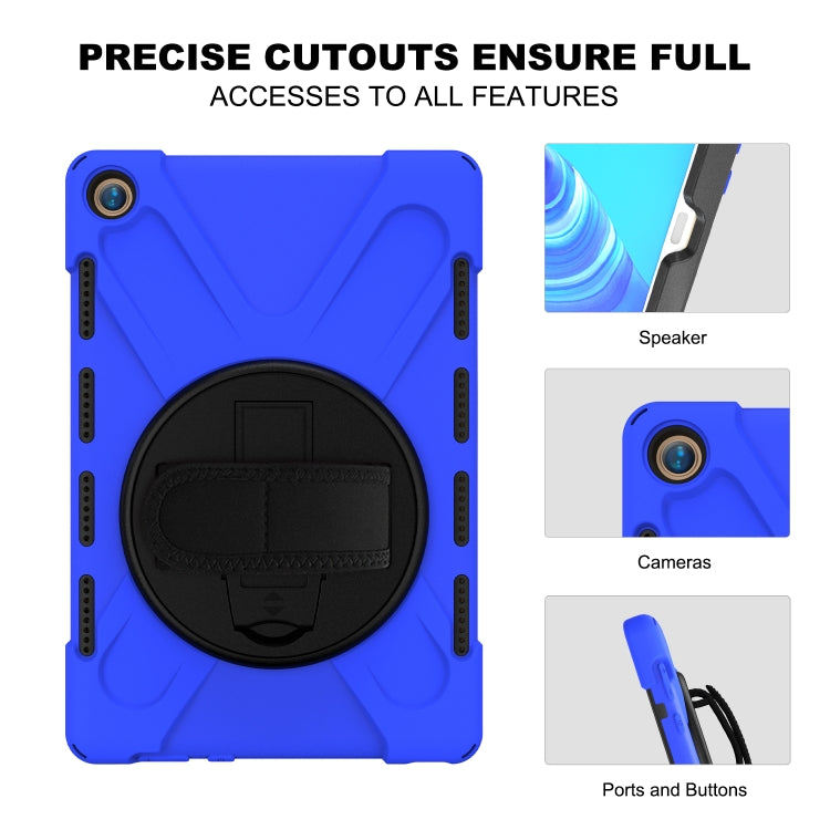 For Huawei MediaPad M5 10.8 Shockproof Colorful Silicone + PC Protective Case with Holder & Hand Grip Strap(Blue) - Huawei by buy2fix | Online Shopping UK | buy2fix