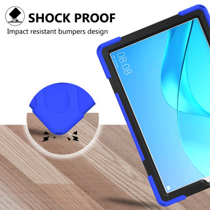 For Huawei MediaPad M5 10.8 Shockproof Colorful Silicone + PC Protective Case with Holder & Hand Grip Strap(Blue) - Huawei by buy2fix | Online Shopping UK | buy2fix