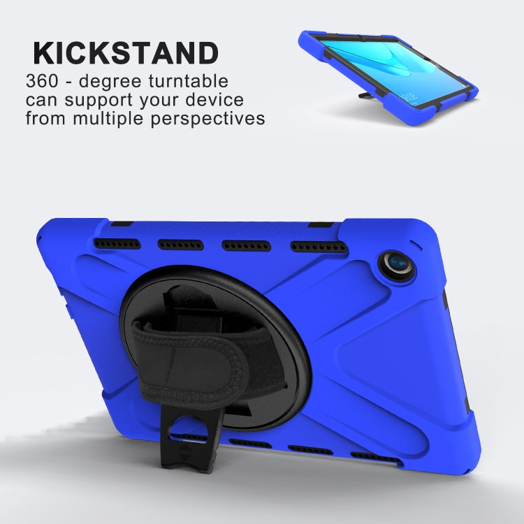For Huawei MediaPad M5 10.8 Shockproof Colorful Silicone + PC Protective Case with Holder & Hand Grip Strap(Blue) - Huawei by buy2fix | Online Shopping UK | buy2fix