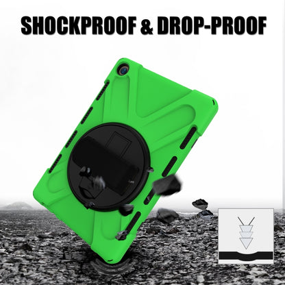 For Huawei MediaPad M5 10.8 Shockproof Colorful Silicone + PC Protective Case with Holder & Hand Grip Strap(Green) - Huawei by buy2fix | Online Shopping UK | buy2fix
