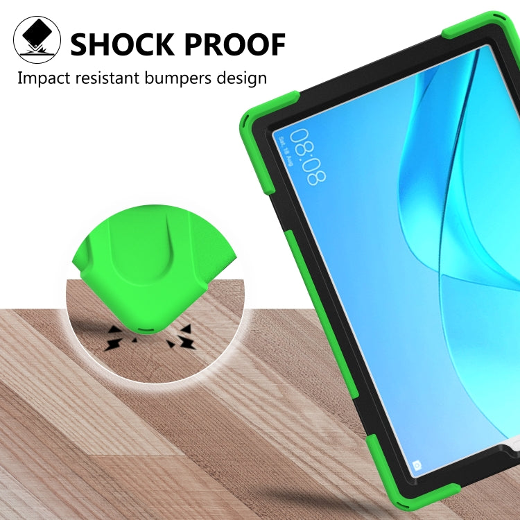 For Huawei MediaPad M5 10.8 Shockproof Colorful Silicone + PC Protective Case with Holder & Hand Grip Strap(Green) - Huawei by buy2fix | Online Shopping UK | buy2fix