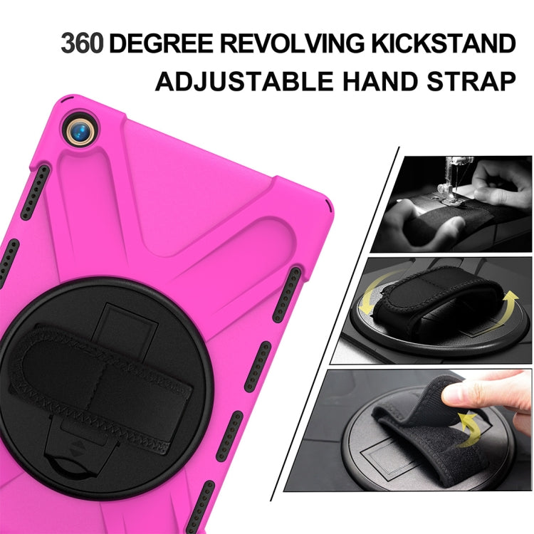 For Huawei MediaPad M5 10.8 Shockproof Colorful Silicone + PC Protective Case with Holder & Hand Grip Strap(Rose Red) - Huawei by buy2fix | Online Shopping UK | buy2fix