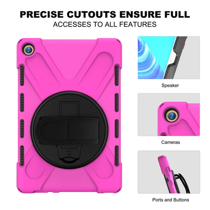 For Huawei MediaPad M5 10.8 Shockproof Colorful Silicone + PC Protective Case with Holder & Hand Grip Strap(Rose Red) - Huawei by buy2fix | Online Shopping UK | buy2fix