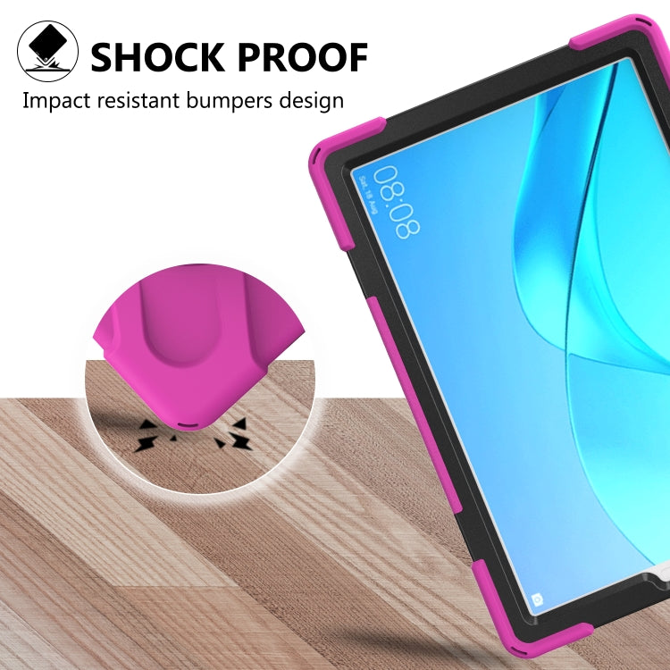 For Huawei MediaPad M5 10.8 Shockproof Colorful Silicone + PC Protective Case with Holder & Hand Grip Strap(Rose Red) - Huawei by buy2fix | Online Shopping UK | buy2fix