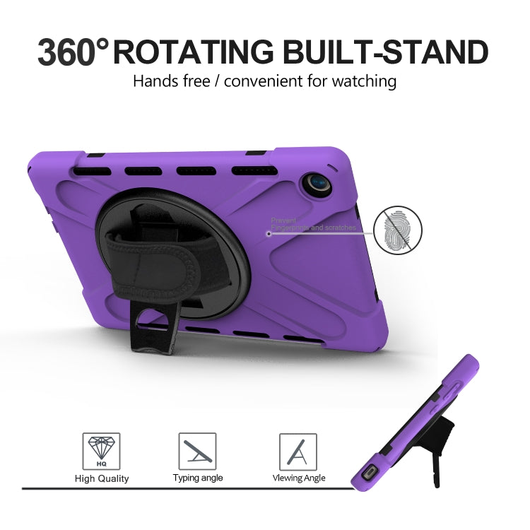 For Huawei MediaPad M5 10.8 Shockproof Colorful Silicone + PC Protective Case with Holder & Hand Grip Strap(Purple) - Huawei by buy2fix | Online Shopping UK | buy2fix