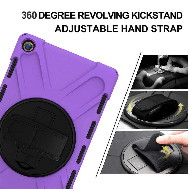 For Huawei MediaPad M5 10.8 Shockproof Colorful Silicone + PC Protective Case with Holder & Hand Grip Strap(Purple) - Huawei by buy2fix | Online Shopping UK | buy2fix