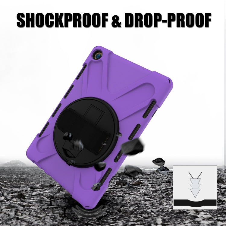 For Huawei MediaPad M5 10.8 Shockproof Colorful Silicone + PC Protective Case with Holder & Hand Grip Strap(Purple) - Huawei by buy2fix | Online Shopping UK | buy2fix