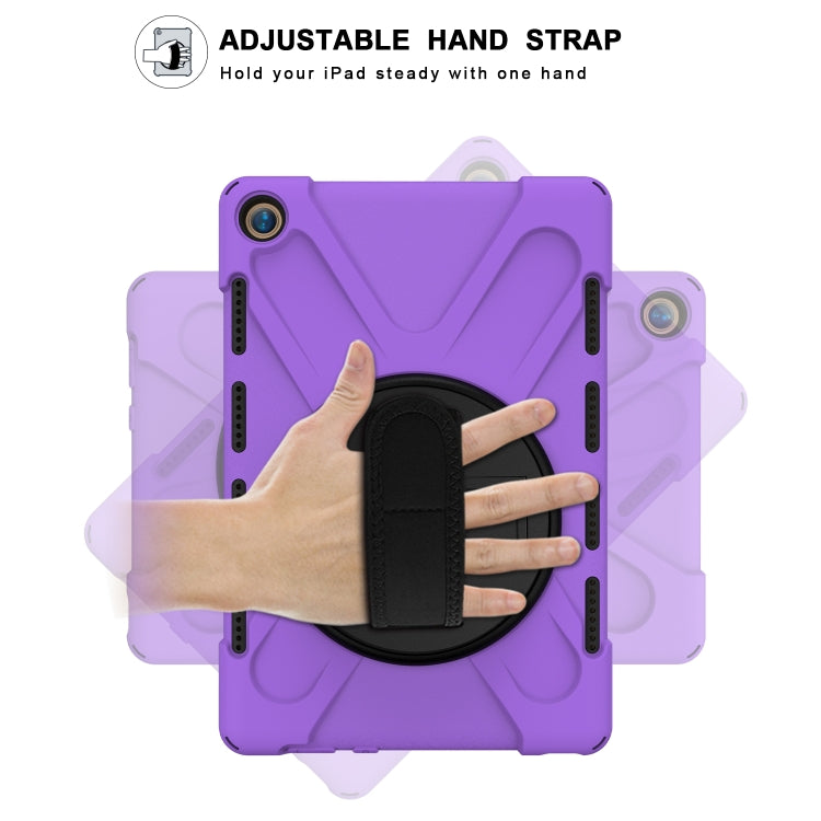 For Huawei MediaPad M5 10.8 Shockproof Colorful Silicone + PC Protective Case with Holder & Hand Grip Strap(Purple) - Huawei by buy2fix | Online Shopping UK | buy2fix
