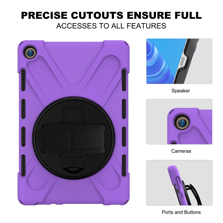 For Huawei MediaPad M5 10.8 Shockproof Colorful Silicone + PC Protective Case with Holder & Hand Grip Strap(Purple) - Huawei by buy2fix | Online Shopping UK | buy2fix