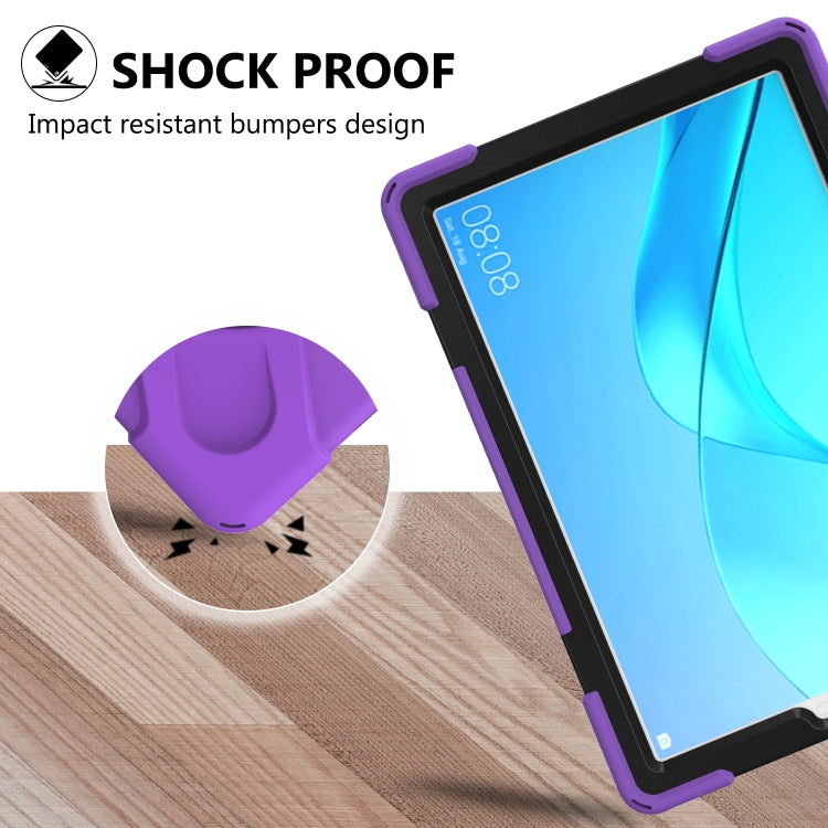 For Huawei MediaPad M5 10.8 Shockproof Colorful Silicone + PC Protective Case with Holder & Hand Grip Strap(Purple) - Huawei by buy2fix | Online Shopping UK | buy2fix