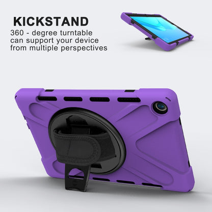 For Huawei MediaPad M5 10.8 Shockproof Colorful Silicone + PC Protective Case with Holder & Hand Grip Strap(Purple) - Huawei by buy2fix | Online Shopping UK | buy2fix