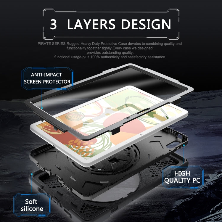 For Huawei MatePad 10.4 Shockproof Colorful Silicone + PC Protective Case with Holder & Hand Grip Strap(Black) - Huawei by buy2fix | Online Shopping UK | buy2fix