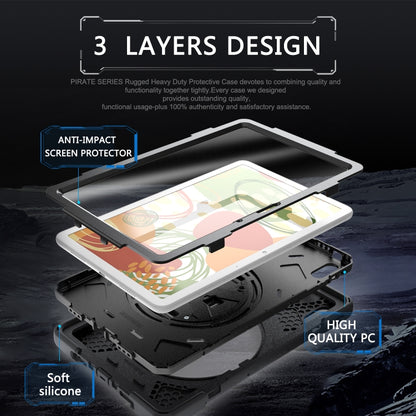 For Huawei MatePad 10.4 Shockproof Colorful Silicone + PC Protective Case with Holder & Hand Grip Strap(Black) - Huawei by buy2fix | Online Shopping UK | buy2fix