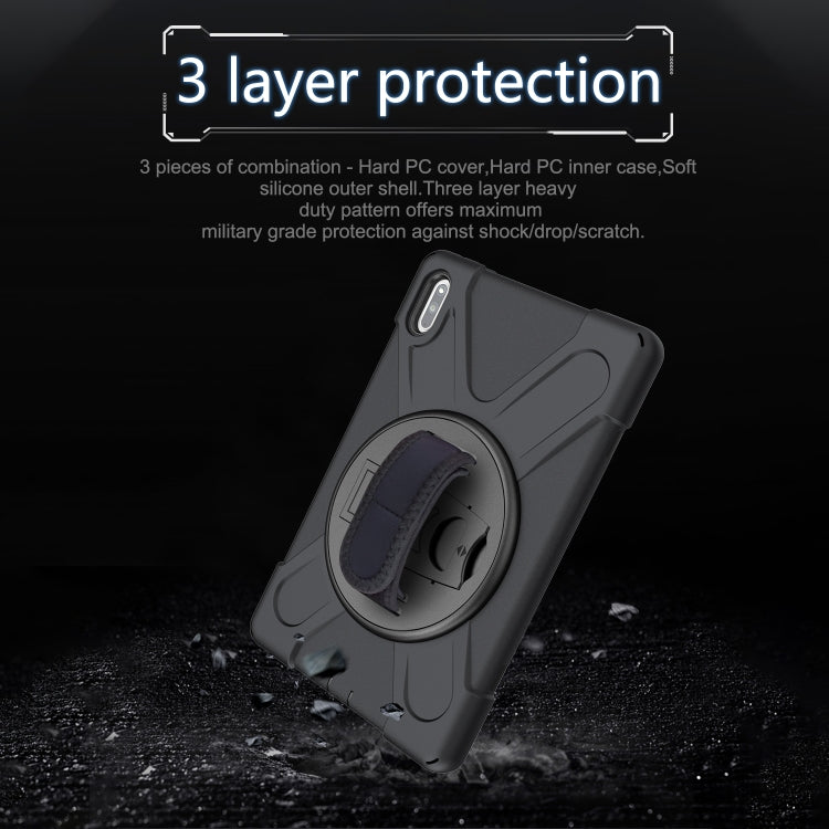 For Huawei MatePad 10.4 Shockproof Colorful Silicone + PC Protective Case with Holder & Hand Grip Strap(Black) - Huawei by buy2fix | Online Shopping UK | buy2fix