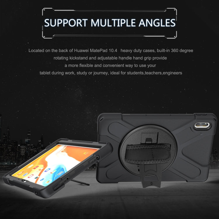 For Huawei MatePad 10.4 Shockproof Colorful Silicone + PC Protective Case with Holder & Hand Grip Strap(Black) - Huawei by buy2fix | Online Shopping UK | buy2fix