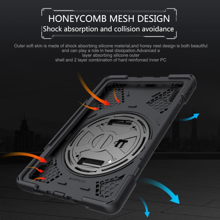 For Huawei MatePad 10.4 Shockproof Colorful Silicone + PC Protective Case with Holder & Hand Grip Strap(Black) - Huawei by buy2fix | Online Shopping UK | buy2fix