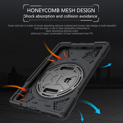 For Huawei MatePad 10.4 Shockproof Colorful Silicone + PC Protective Case with Holder & Hand Grip Strap(Black) - Huawei by buy2fix | Online Shopping UK | buy2fix