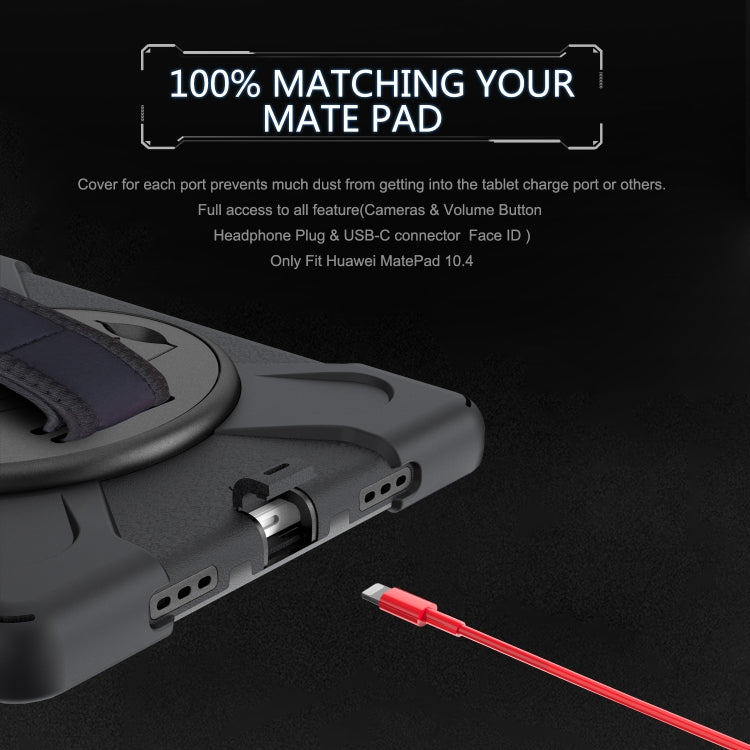 For Huawei MatePad 10.4 Shockproof Colorful Silicone + PC Protective Case with Holder & Hand Grip Strap(Black) - Huawei by buy2fix | Online Shopping UK | buy2fix