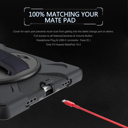 For Huawei MatePad 10.4 Shockproof Colorful Silicone + PC Protective Case with Holder & Hand Grip Strap(Black) - Huawei by buy2fix | Online Shopping UK | buy2fix