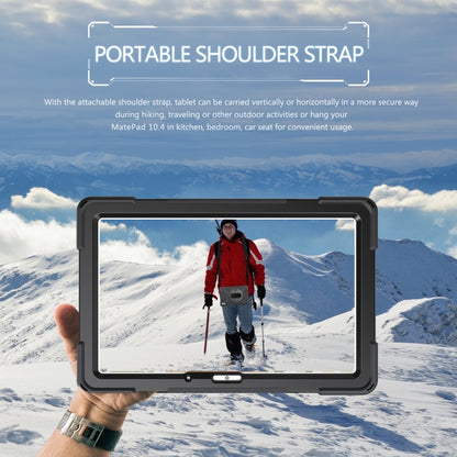 For Huawei MatePad 10.4 Shockproof Colorful Silicone + PC Protective Case with Holder & Hand Grip Strap(Black) - Huawei by buy2fix | Online Shopping UK | buy2fix