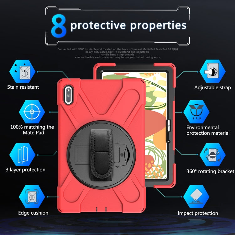 For Huawei MatePad 10.4 Shockproof Colorful Silicone + PC Protective Case with Holder & Hand Grip Strap(Red) - Huawei by buy2fix | Online Shopping UK | buy2fix