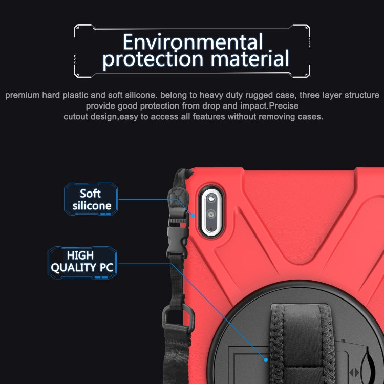 For Huawei MatePad 10.4 Shockproof Colorful Silicone + PC Protective Case with Holder & Hand Grip Strap(Red) - Huawei by buy2fix | Online Shopping UK | buy2fix