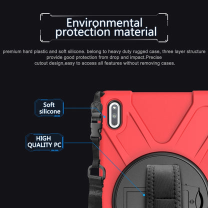 For Huawei MatePad 10.4 Shockproof Colorful Silicone + PC Protective Case with Holder & Hand Grip Strap(Red) - Huawei by buy2fix | Online Shopping UK | buy2fix